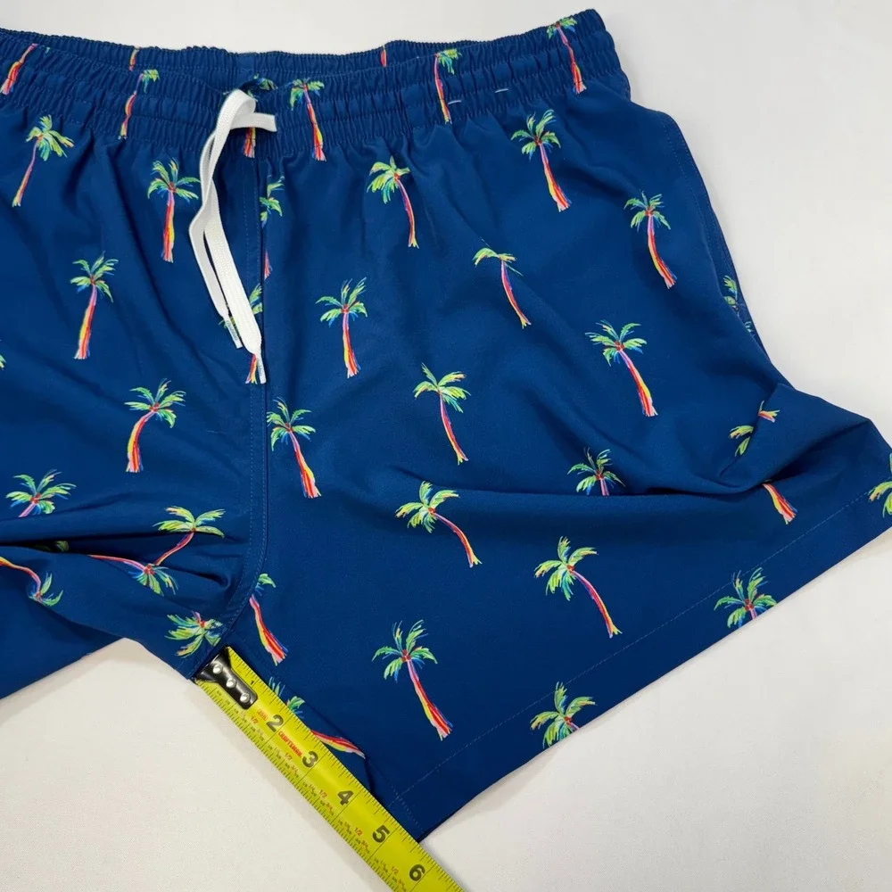 Chubbies Swim Trunks Mens 2XL Navy Blue Rainbow Palm Tree All Over‎ Print Preppy